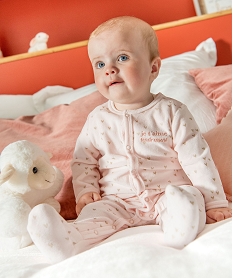 pyjama bebe en velours pastel a cœurs dores et ouverture ventrale roseC928601_4