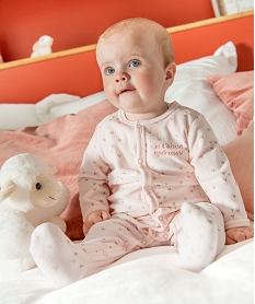 pyjama bebe en velours pastel a cœurs dores et ouverture ventrale rose pyjamas veloursC928601_4