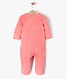 pyjama bebe fille en velours avec ouverture volantee sur l’avant rose pyjamas veloursC928701_3