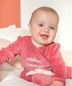 pyjama bebe fille en velours ouverture devant avec volant roseC928801_4