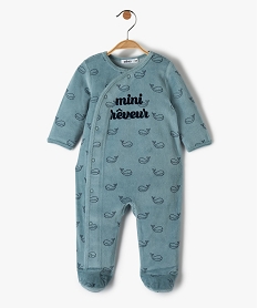 GEMO Pyjama dors bien bébé garçon en velours ouverture devant Vert