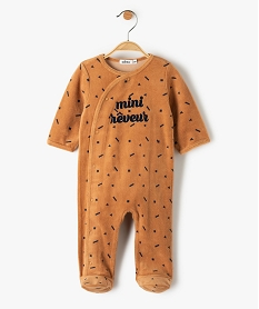 GEMO Pyjama dors bien bébé garçon en velours ouverture devant Brun