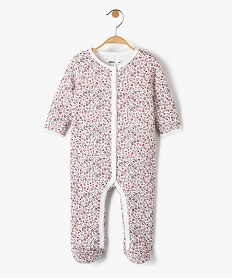 GEMO Pyjama bébé en molleton doublé polaire à fleurs et ouverture ventrale Beige