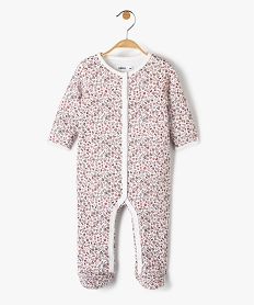 pyjama bebe en molleton double polaire a fleurs et ouverture ventrale beige pyjamas ouverture devantC929101_1