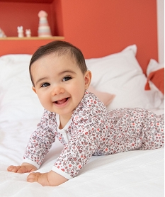 pyjama bebe en molleton double polaire a fleurs et ouverture ventrale beige pyjamas ouverture devantC929101_4