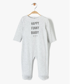 GEMO Pyjama dors bien bébé fille en velours avec inscription Gris