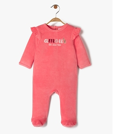 pyjama bebe fille en velours avec volants aux epaules rose pyjamas veloursC933301_1