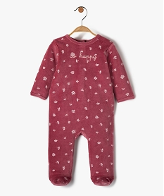 GEMO Pyjama dors bien bébé fille en velours à motifs fleuris Violet