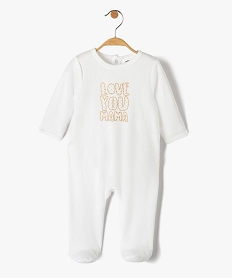GEMO Pyjama bébé à pont-dos en velours avec inscription pailletée Beige