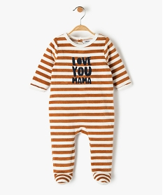 GEMO Pyjama dors bien bébé en velours à rayures Imprimé