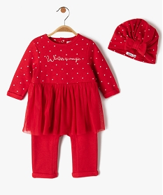 ensemble bebe fille 2 pieces special noel   combinaison bonnet rougeC934201_1