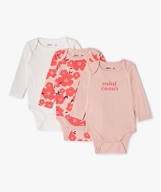 GEMO Body bébé fille à manches longues (lot de 3) Rose
