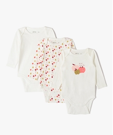 bodies bebe fille a manches longues avec motifs pailletes (lot de 3) beige body manches longuesC936201_1