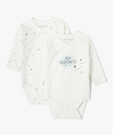 GEMO Bodies bébé ouverture croisée et manches longues - LuluCastagnette (lot de 2) Beige