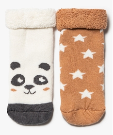 GEMO Chaussettes bébé en maille bouclette (lot de 2) blanc chine