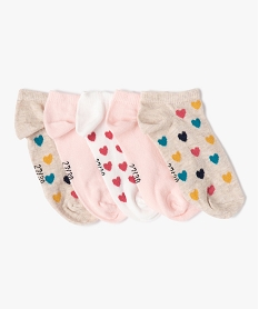 GEMO Chaussettes ultra-courtes motifs cœurs fille (lot de 5) beige standard