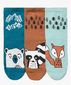 chaussettes garcon hautes imprime animaux de la foret (lot de 3) bleu chaussettesC939301_1