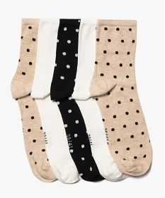 GEMO Chaussettes femme à motifs pois (lot de 5) Beige