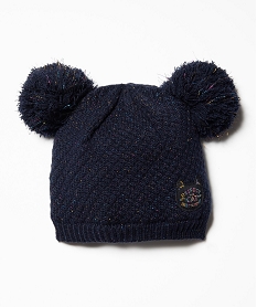 GEMO Bonnet bébé fille avec pompons et doublure polaire Bleu