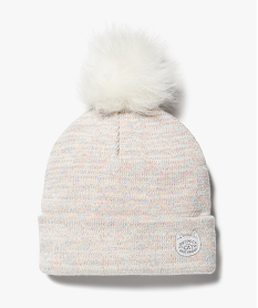 GEMO Bonnet fille pailleté à gros pompon en fourrure imitation Multicolore