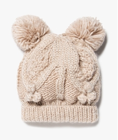 GEMO Bonnet fille en maille pailletée avec doublure sherpa et pompons Beige