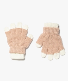 gants fille 2-en-1 avec mitaines pailletees beigeC943101_1