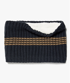 GEMO Snood garçon en grosse maille rayée à doublure sherpa Bleu