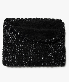 echarpe fille forme snood avec fil paillete et doublure sherpa noir foulards echarpes et gantsC947201_1