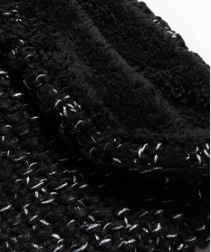 echarpe fille forme snood avec fil paillete et doublure sherpa noirC947201_2