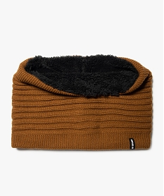 echarpe garcon forme snood en maille cotelee avec doublure sherpa orangeC948201_1