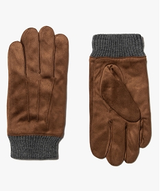 gants homme en suedine unie brun foulard echarpes et gantsC949801_1