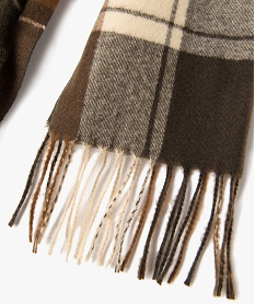 echarpe homme a motif tartan avec franges aux extremites brun foulard echarpes et gantsC950101_2