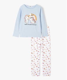 GEMO Pyjama fille en jersey à motif licornes pailletées Bleu
