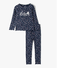 pyjama fille en maille cotelee a motifs fleuris - lulucastagnette imprimeC959701_1
