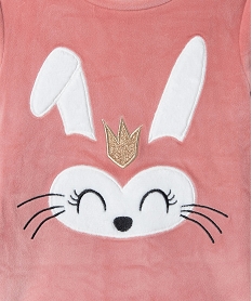 pyjama fille en velours interieur peluche imprime lapin rose pyjamasC959901_2