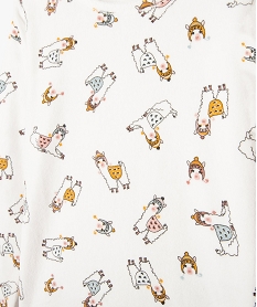 pyjama fille en velours motif lamas fantaisie imprime pyjamasC960001_2
