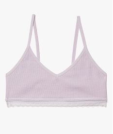 brassiere fille a fines bretelles en maille cotelee violetC965101_1