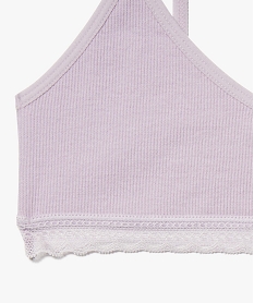 brassiere fille a fines bretelles en maille cotelee violetC965101_2