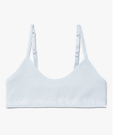 brassiere fille en maille cotelee a fines bretelles bleuC965601_3