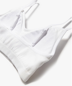 brassiere a fines bretelles en maille cotelee avec mousses amovibles fille blancC965901_2