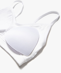brassiere a fines bretelles en maille cotelee avec mousses amovibles fille blancC965901_3