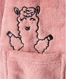 robe de chambre fille en maille peluche avec capuche rose pyjamasC966601_2