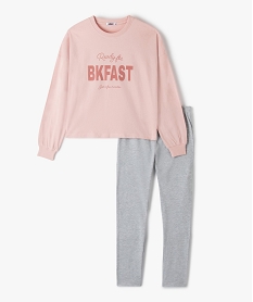 pyjama fille bicolore avec inscription sur le buste roseC966701_1