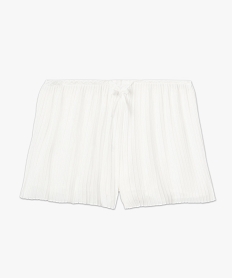 short de pyjama femme plisse avec ceinture dentelle blanc bas de pyjamaC973101_4
