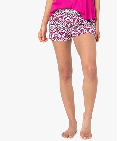 GEMO Short de pyjama femme imprimé avec ceinture élastique Multicolore