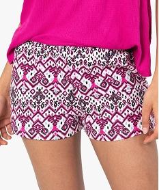 short de pyjama femme imprime avec ceinture elastique multicolore bas de pyjamaC973301_2