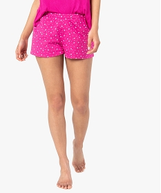 short de pyjama femme imprime avec ceinture elastique imprime bas de pyjamaC973401_1