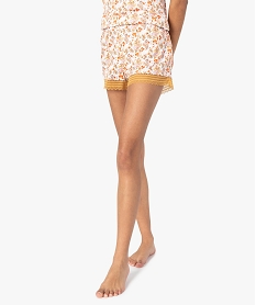 short de pyjama femme en maille fluide avec bas en dentelle imprime bas de pyjamaC973601_1