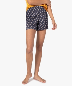 bas de pyjama femme forme short a motifs fleuris imprime bas de pyjamaC973701_1