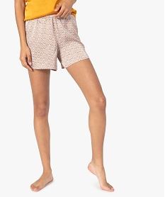 bas de pyjama femme forme short a motifs fleuris imprime bas de pyjamaC973801_1